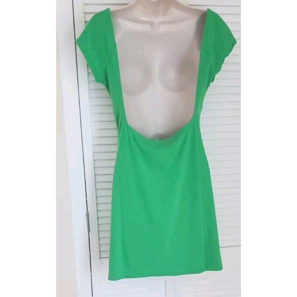 NEW FREE PEOPLE BEACH ROSALIA SUMMER GREEN MINI LOW BACK DRESS SZ M - Picture 5 of 8